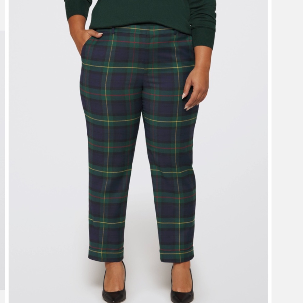 LAUREN Ralph Lauren Plus Size Plaid Pleated Twill Ankle Pants - Picture 5 of 14
